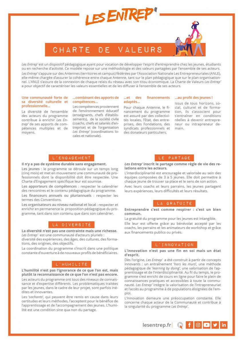 valeurs les entrep' entrepreneuriat